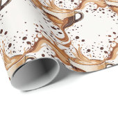 Naadloze Patroon Cup van Cappuccino Cadeaupapier (Rol Hoek)