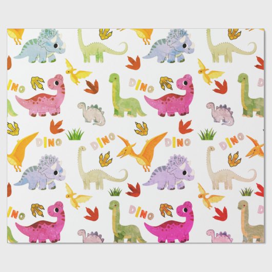 Naadloze patroon heldere Dinosaur Kids verjaardag Cadeaupapier (Vlak)