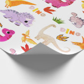 Naadloze patroon heldere Dinosaur Kids verjaardag Cadeaupapier (Hoek)