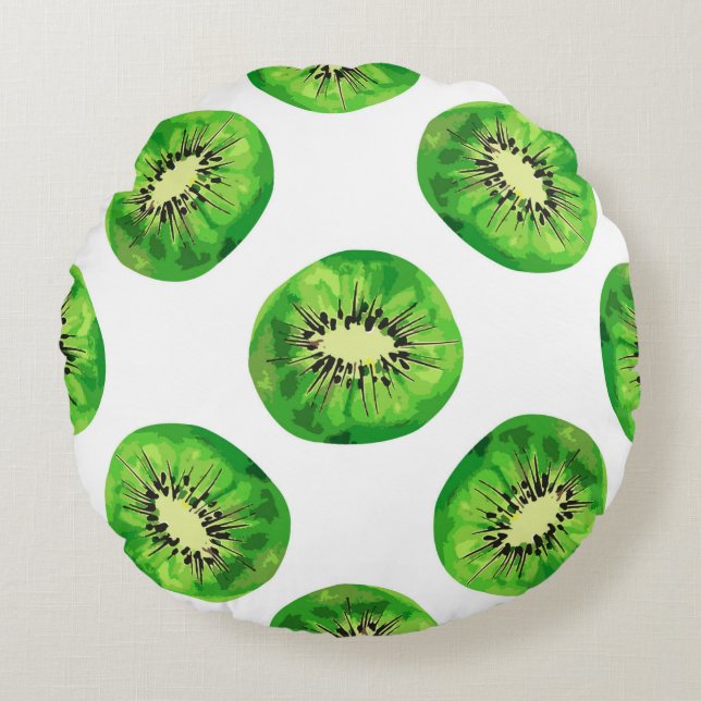  naadloze patroon kiwi illustratiehand dr rond kussen (Voorkant)