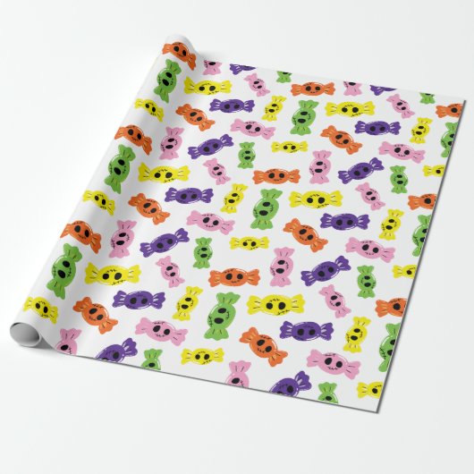 Naadloze Patroon Ontwerp Kleurrijke Snoepjes Hallo Cadeaupapier (Uitgerold)