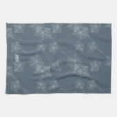 Naadloze patroon print grijze spinnenwebben, op ma theedoek (Horizontaal)