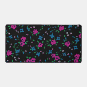 Naadloze Patroon Roze blauwe bloemen, groene blade Bureaumat