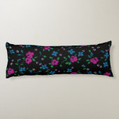 Naadloze Patroon Roze blauwe bloemen, groene blade Lichaamskussen (Achterkant)