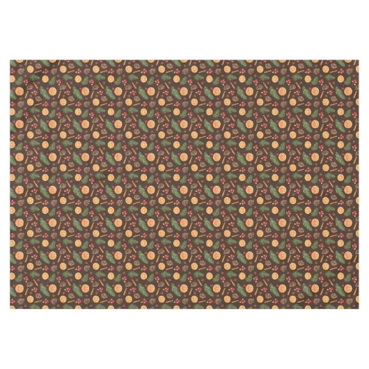 Naadloze Patroon Rustieke Winter Botanische Kerstm Tafelkleed (Voorkant (Horizontaal))