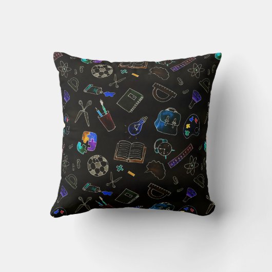 Naadloze patroon schoolbenodigdheden, school kussen (Achterkant)