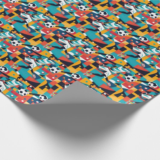 Naadloze Patroon Voetbal Sport Cadeaupapier (Hoek)