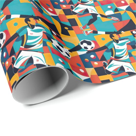 Naadloze Patroon Voetbal Sport Cadeaupapier (Rol Hoek)