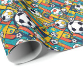 Naadloze Patroon Voetbal Sport Cadeaupapier (Rol Hoek)