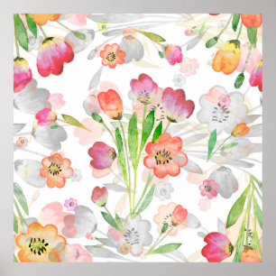 naadloze patroonabstracties florale compositie tul poster