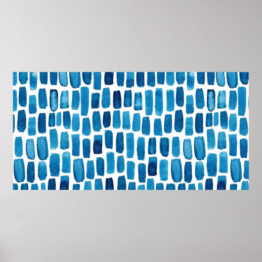 Naadloze patroonachtergrond met blauw van waterver poster (Voorkant)