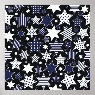 Naadloze patroonachtergrond met gestileerde starsp poster