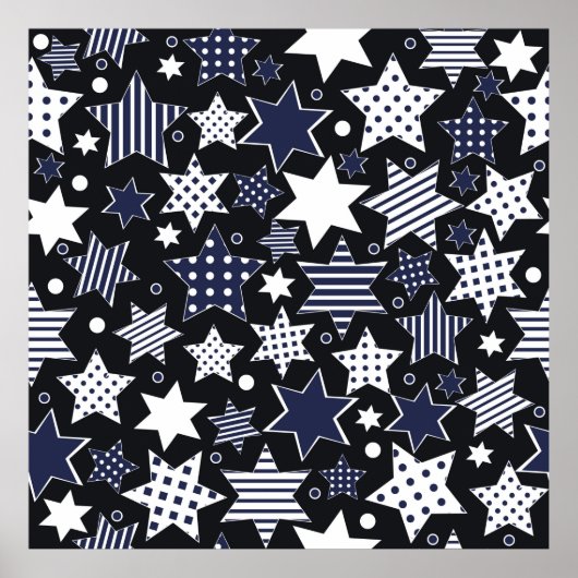 Naadloze patroonachtergrond met gestileerde starsp poster (Voorkant)