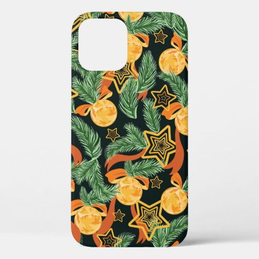 naadloze patroonachtergrond met pinebladeren, ster Case-Mate iPhone case (Achterkant)