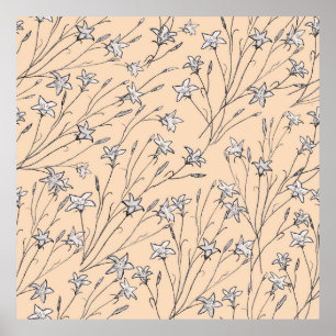 naadloze patroonbloemen pastellijnkunst; poster