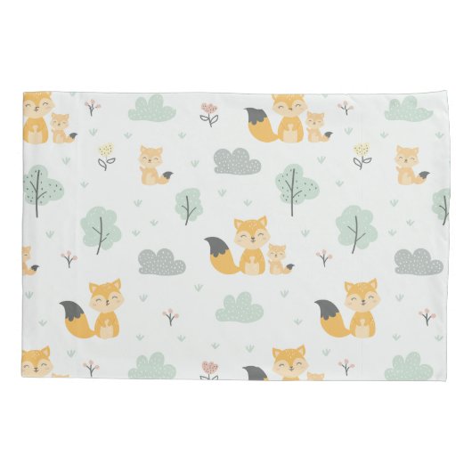 Naadloze patrooncute fox kussensloop (Achterkant)