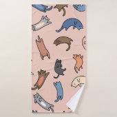Naadloze patroondoodle katten, illustratie badhanddoek (Badhanddoek)