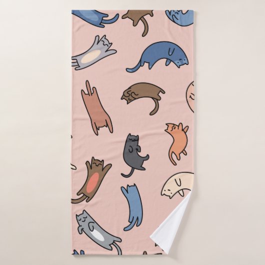 Naadloze patroondoodle katten, illustratie badhanddoek (Badhanddoek)