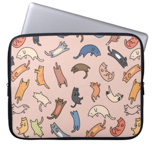 Naadloze patroondoodle katten, illustratie laptop sleeve