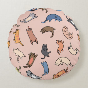 Naadloze patroondoodle katten, illustratie rond kussen