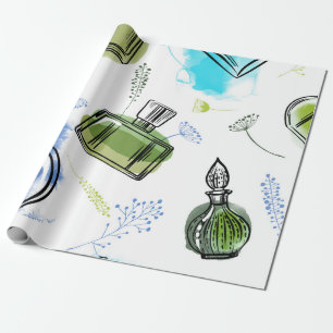 Naadloze patroonfles en waterverf tekst cadeaupapier