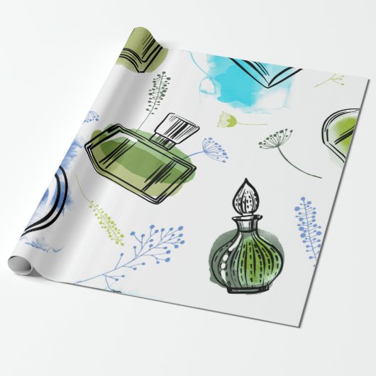 Naadloze patroonfles en waterverf tekst cadeaupapier (Uitgerold)