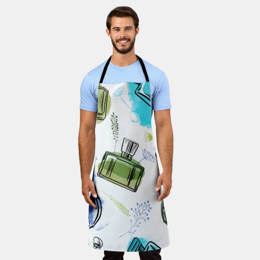 Naadloze patroonfles en waterverf tekst schort (Gedragen)