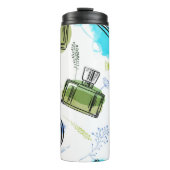 Naadloze patroonfles en waterverf tekst thermosbeker (Voorkant)