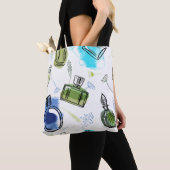 Naadloze patroonfles en waterverf tekst tote bag (Dichtbij)