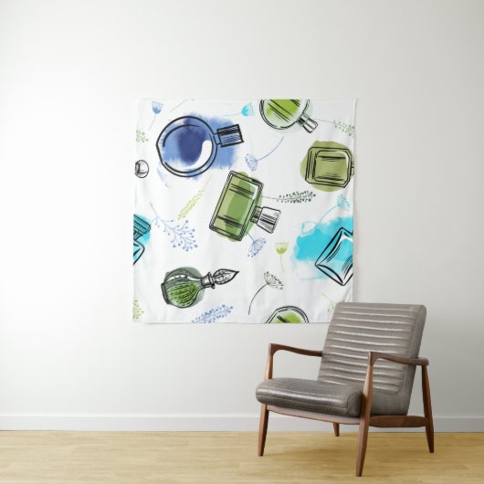 Naadloze patroonfles en waterverf tekst wandkleed (In Situ (horizontaal))