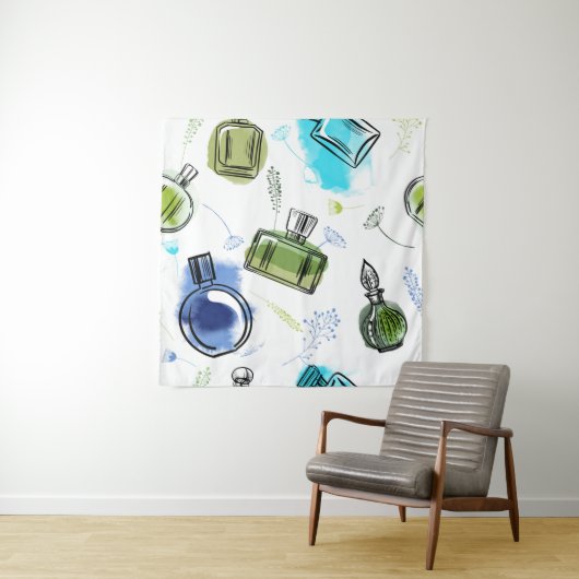 Naadloze patroonfles en waterverf tekst wandkleed (In situ)