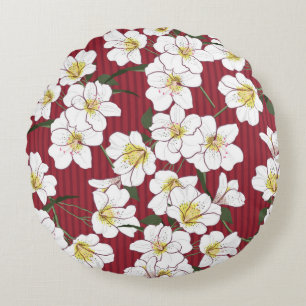  naadloze Patroonhandbediende witte tuin f Rond Kussen