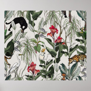 Naadloze patroonhandleiding getekende botanische i poster