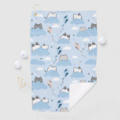 Naadloze patroonklinker Kawaii Cats clouds kite Golfhanddoek (Insitu)