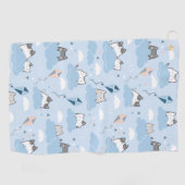 Naadloze patroonklinker Kawaii Cats clouds kite Golfhanddoek (Horizontaal)