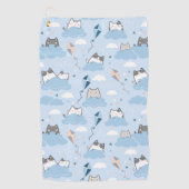 Naadloze patroonklinker Kawaii Cats clouds kite Golfhanddoek (Voorkant)