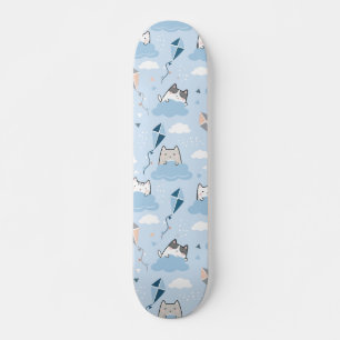 Naadloze patroonklinker Kawaii Kattenwolken Persoonlijk Skateboard