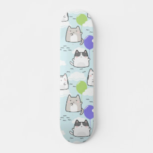 Naadloze patroonkoepel Kawaii Kattenwolken ballonn Persoonlijk Skateboard