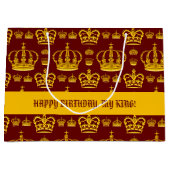 Naadloze patroonkoningskronen met gele kleurlaag groot cadeauzakje (Voorkant)