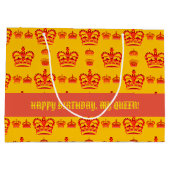 Naadloze patroonkoningskronen van rode kleur groot cadeauzakje (Achterkant)