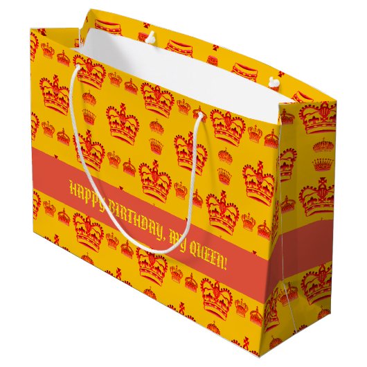 Naadloze patroonkoningskronen van rode kleur groot cadeauzakje (Achterkant Gekanteld)