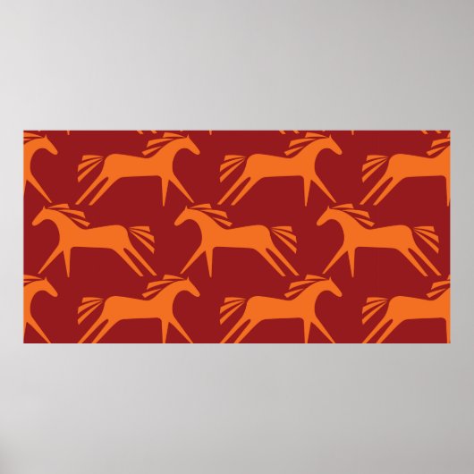 Naadloze patroonpaarden poster (Voorkant)