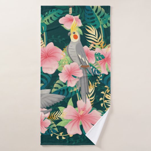 Naadloze patroonpapegaai met een schattig kakkerpa badhanddoek (Badhanddoek)