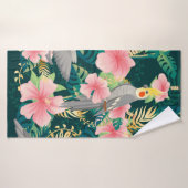 Naadloze patroonpapegaai met een schattig kakkerpa badhanddoek (Badhanddoek)