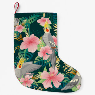 Naadloze patroonpapegaai met een schattig kakkerpa kleine kerstsok