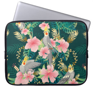 Naadloze patroonpapegaai met een schattig kakkerpa laptop sleeve