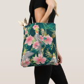 Naadloze patroonpapegaai met een schattig kakkerpa tote bag (Dichtbij)
