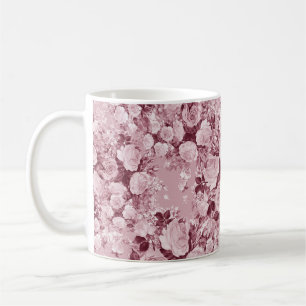 Naadloze patroonpatroon waterverf, bouquet delicaa koffiemok