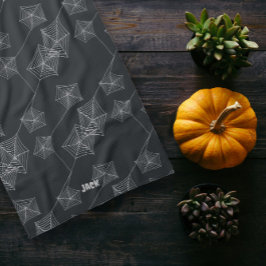 Naadloze patroonprint met spinnenwebben, op maat theedoek