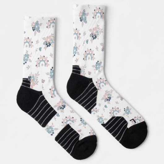 Naadloze patroonventilator en Boho-regenboog Sokken (Rechts)